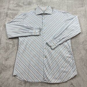 Ungaro shirt black label button up men’s size 5/M striped blue white long sleeve